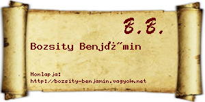 Bozsity Benjámin névjegykártya